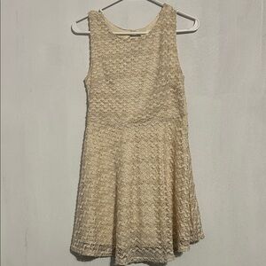 Sans Souci Cream Lace Fit-and-Flare Mini Dress